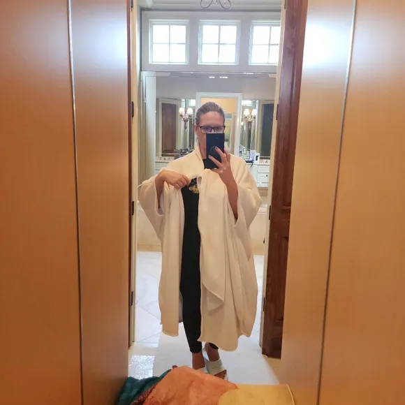 East5th Beige One Button Cape
