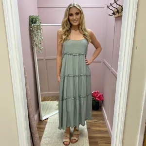 Eb&Ive Tribal Tiered Maxi in Sage Bamboo