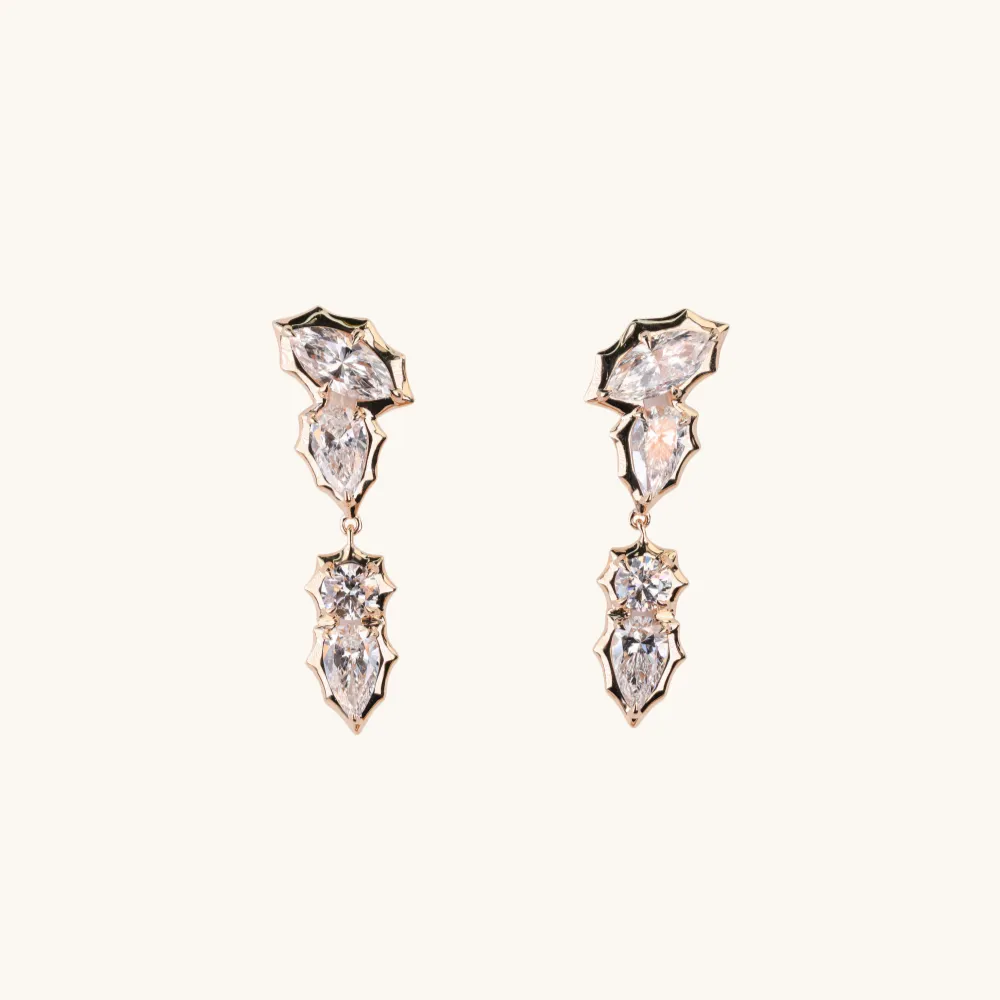 Edgy Bezel Diamond Dangle Earrings