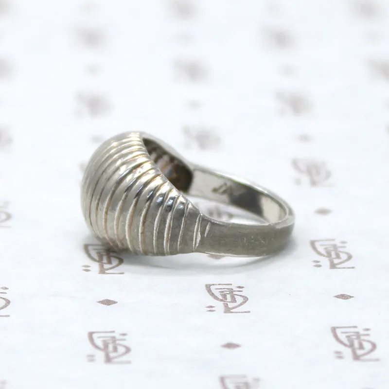 Edgy Domed Sterling Silver Ring