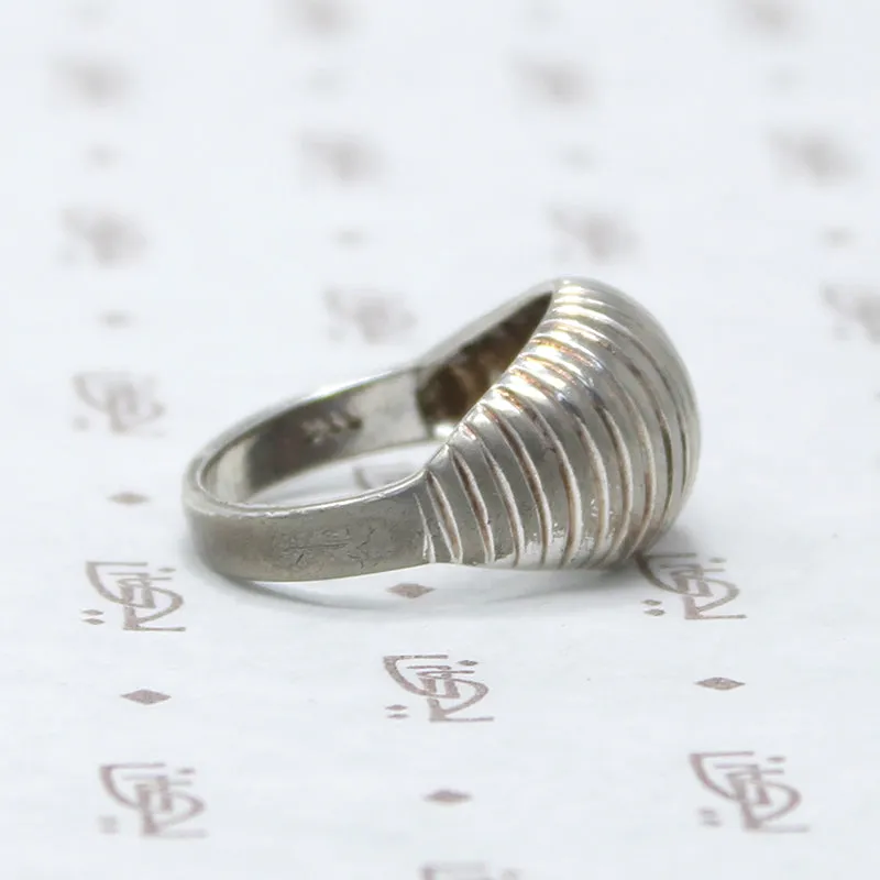 Edgy Domed Sterling Silver Ring