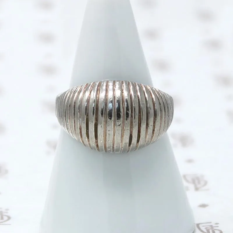 Edgy Domed Sterling Silver Ring