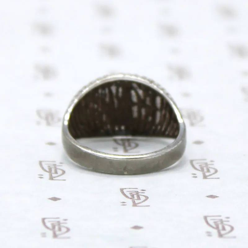 Edgy Domed Sterling Silver Ring