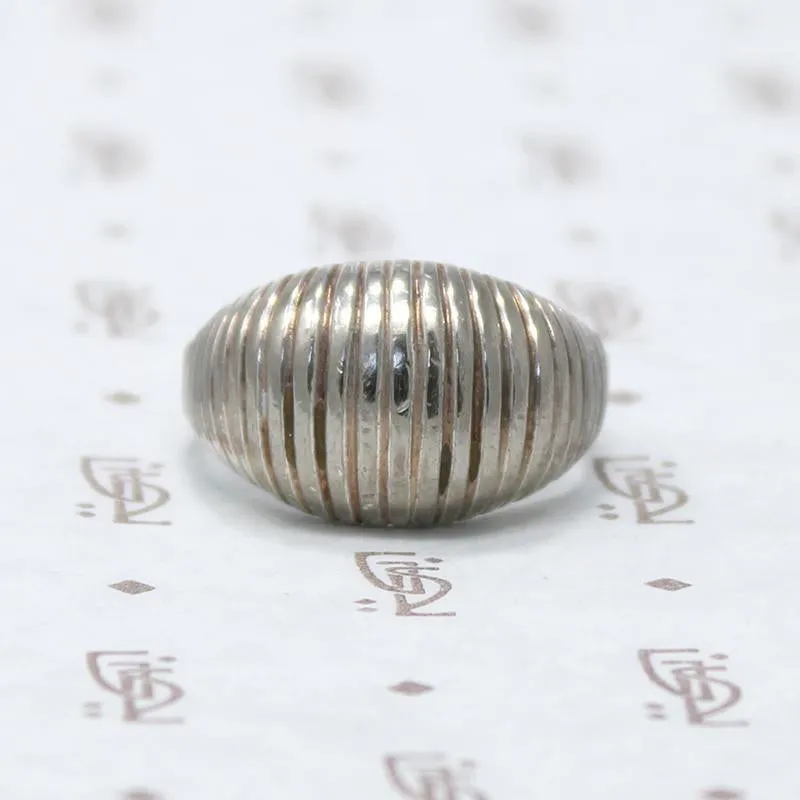 Edgy Domed Sterling Silver Ring
