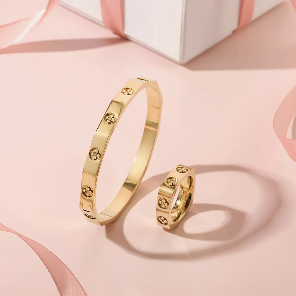 Edgy Floral Cut Bangle Bracelet