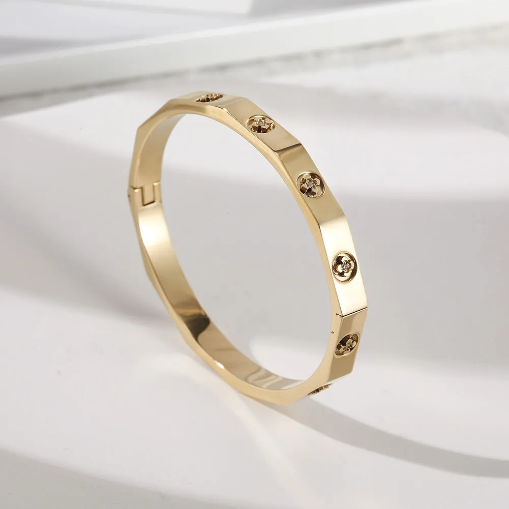 Edgy Floral Cut Bangle Bracelet