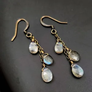 Edgy Petal - Earrings - Dainty Cluster (Labradorite) #L-117