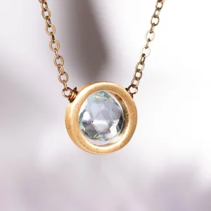 Edgy Petal - Necklace - Brushed Circle (Blue Topaz) #BTZ-34