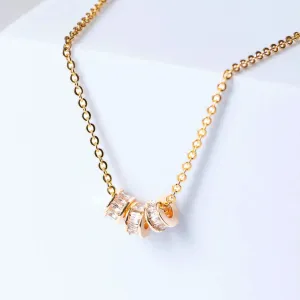 Edgy Petal - Necklace - Gold Triple Baguette CZ Rondelle #LUX-2