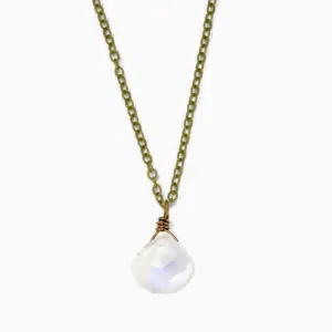Edgy Petal - Necklace - Pendant (Rainbow Moonstone) #MS-2