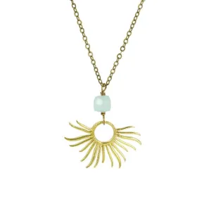 Edgy Petal - Necklace - Seafoam Green Chalcedony Sunburst #SF-1