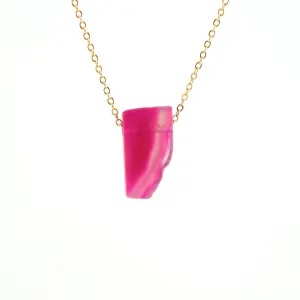 Edgy Petal - Necklace - 'Viva' Fuchsia Agate Slab #CB-2