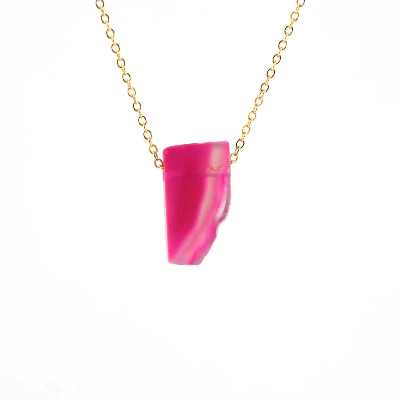Edgy Petal - Necklace - 'Viva' Fuchsia Agate Slab #CB-2