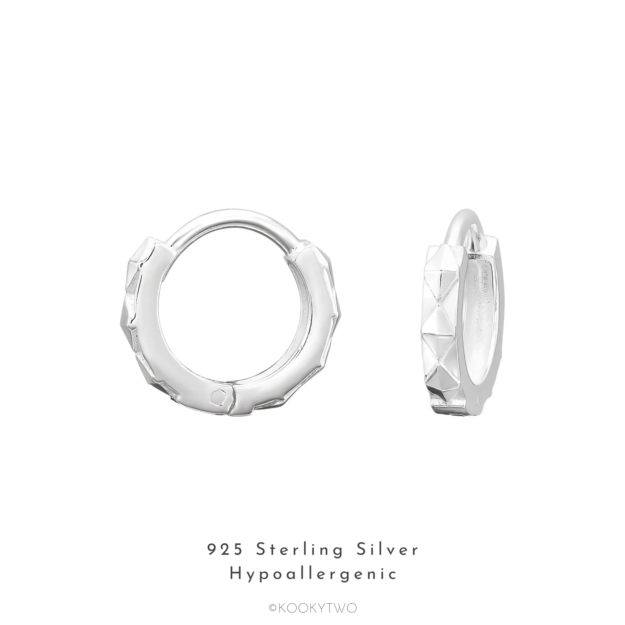 Edgy Silver Huggie Earrings