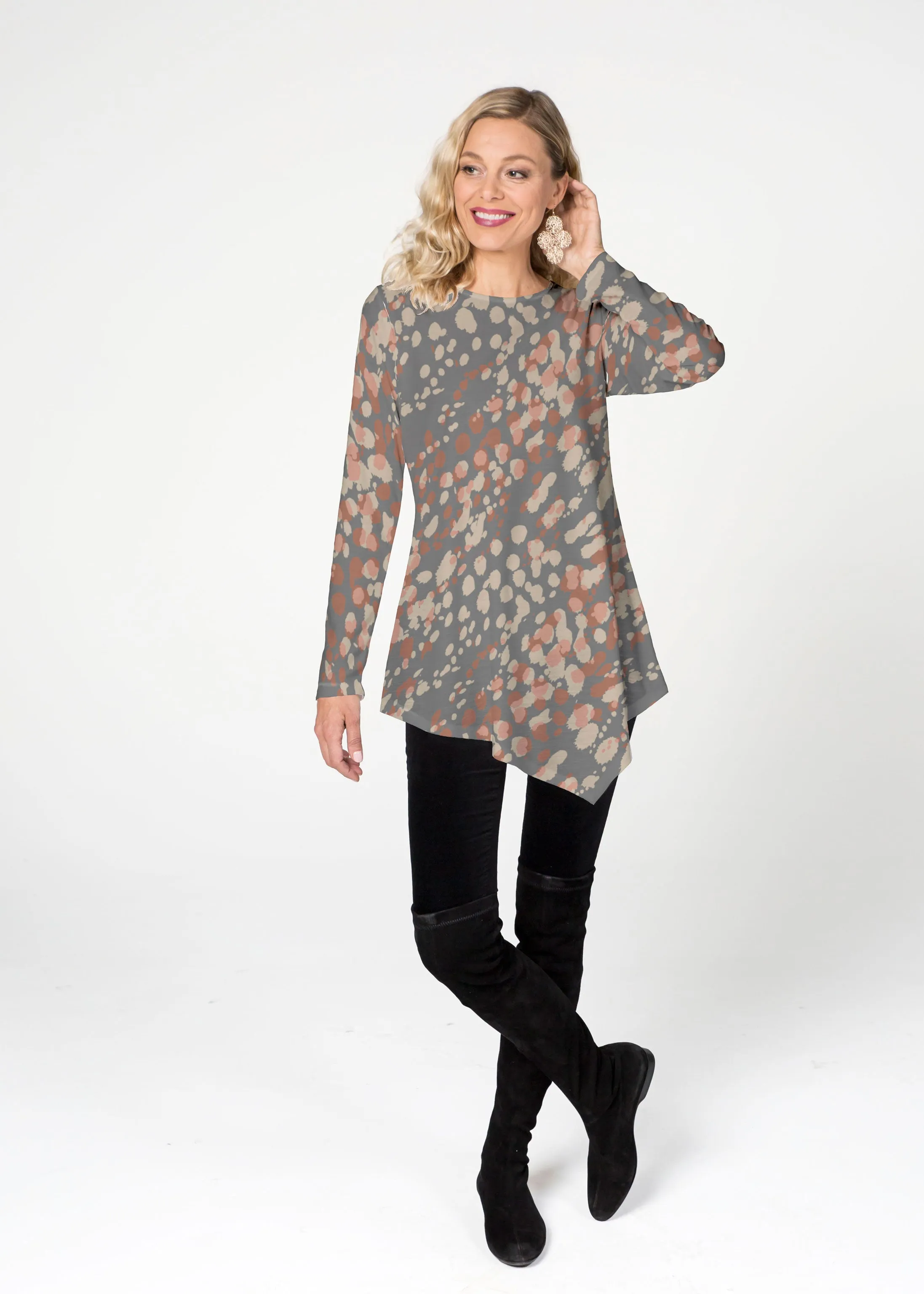 Edgy Splash (7877) ~ Asymmetrical French Terry Tunic