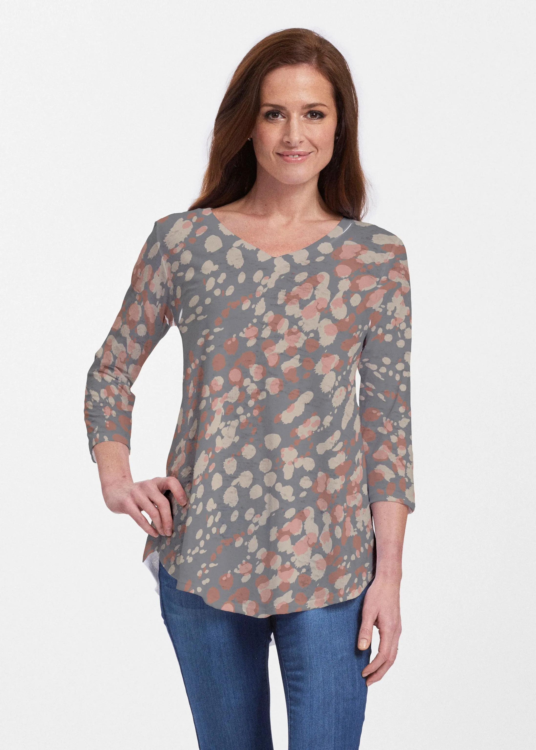 Edgy Splash (7877) ~ V-neck Flowy Tunic