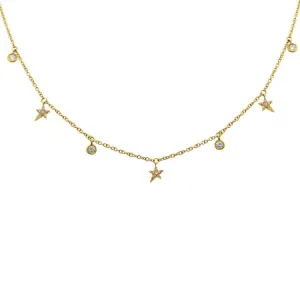 Edgy Star and Bezel Diamond Necklace