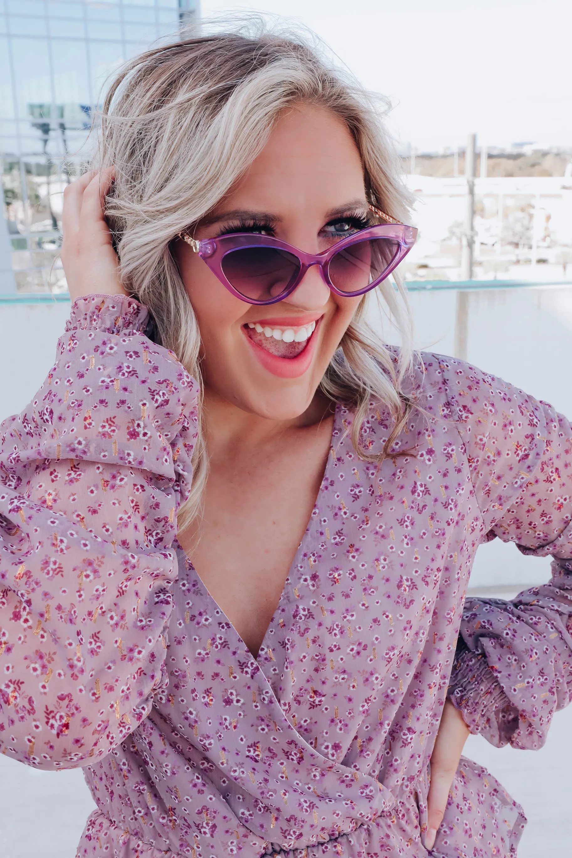 Edgy Vintage Cat Eye Sunglasses - Lavender