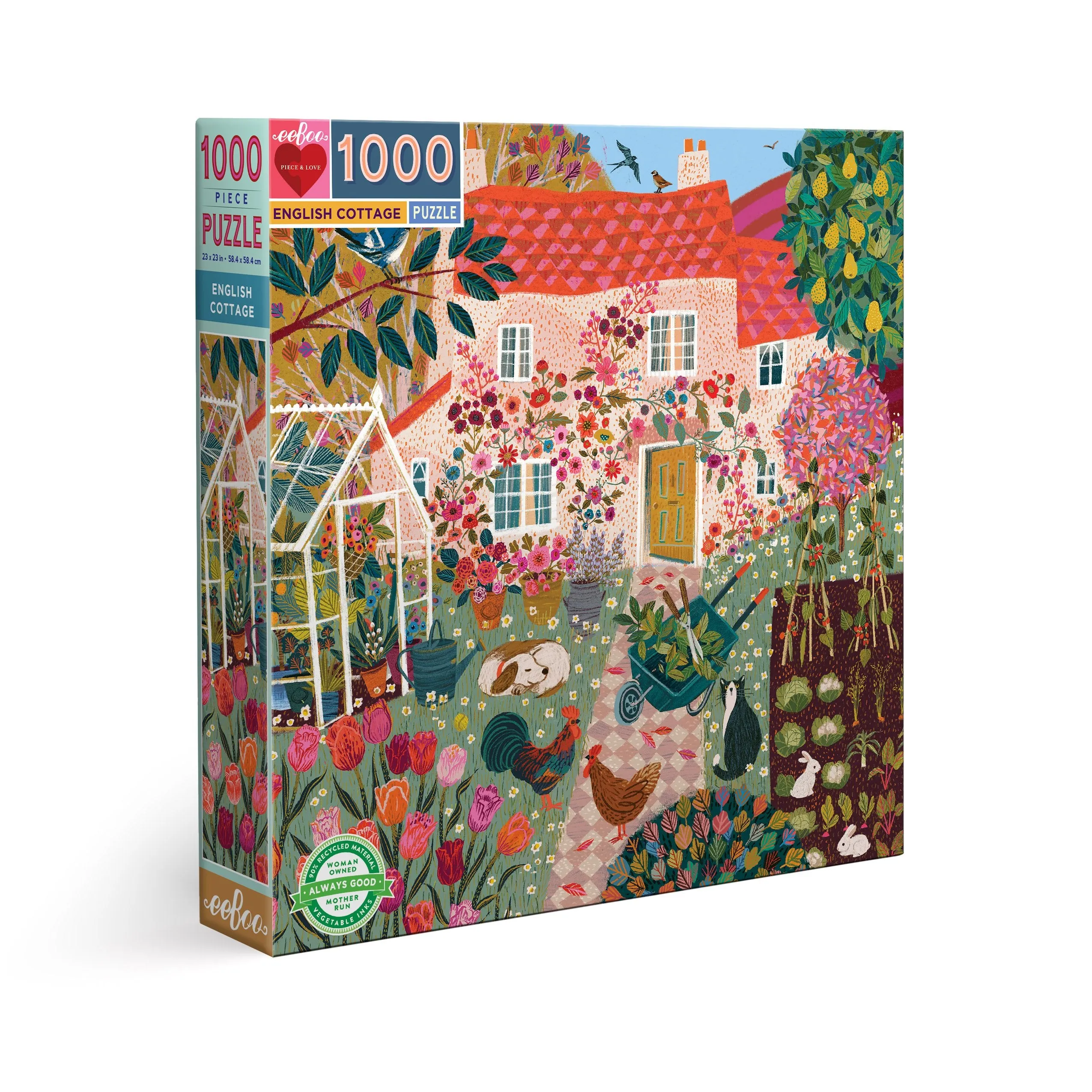 eeBoo 1000pc Puzzle English Cottage Square