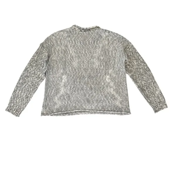 Eileen Fisher Peruvian Crimp Crew Neck Sweater Gray/White,Size XS/TP