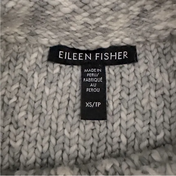 Eileen Fisher Peruvian Crimp Crew Neck Sweater Gray/White,Size XS/TP