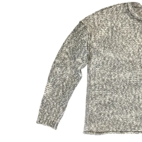 Eileen Fisher Peruvian Crimp Crew Neck Sweater Gray/White,Size XS/TP