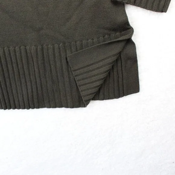 Eileen Fisher System Wool Sweater Womens Medium Green Turtleneck Merino Boxy