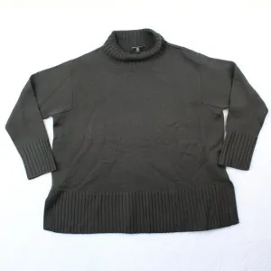 Eileen Fisher System Wool Sweater Womens Medium Green Turtleneck Merino Boxy