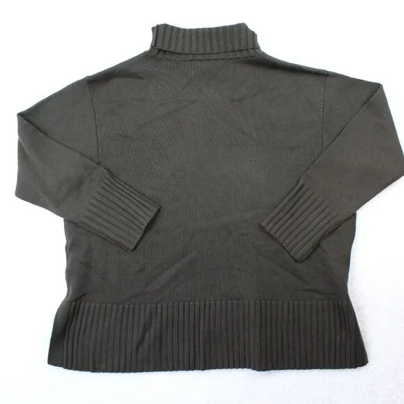 Eileen Fisher System Wool Sweater Womens Medium Green Turtleneck Merino Boxy