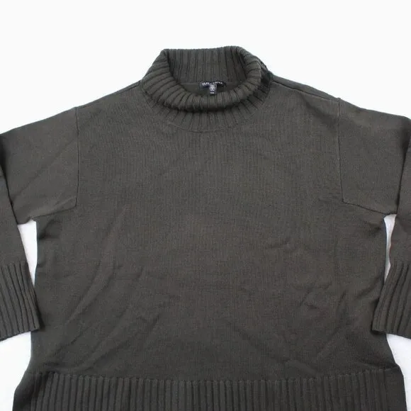 Eileen Fisher System Wool Sweater Womens Medium Green Turtleneck Merino Boxy