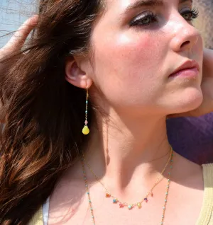 Electric Twilight Lemon Jade and Turquoise Satellite Chain Earrings