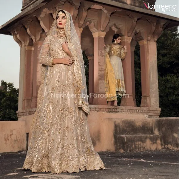 Elegant Pakistani Bridal Maxi in Gold Color #BS90