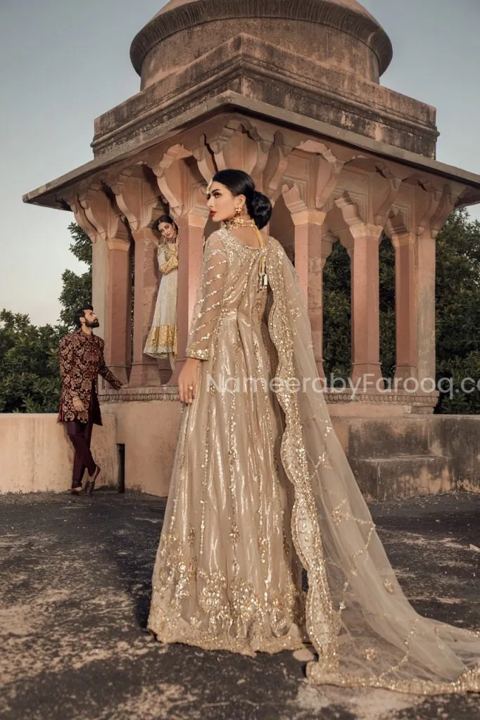 Elegant Pakistani Bridal Maxi in Gold Color #BS90