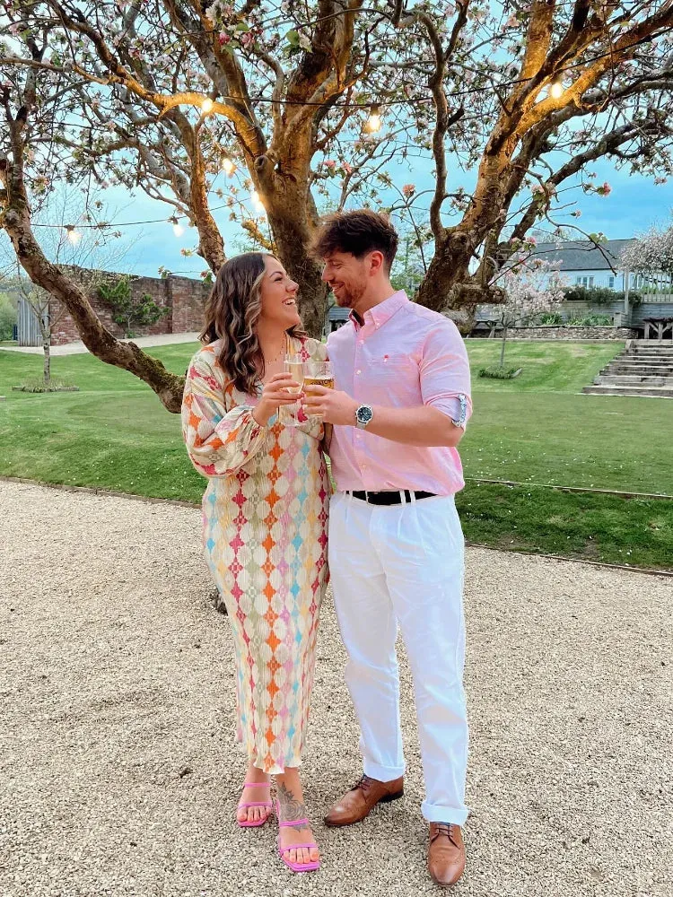 Elegant Vintage V-Neck Printed Maxi Dress Chic High Waist Lantern Half Sleeve Long Dress Vacation Dress