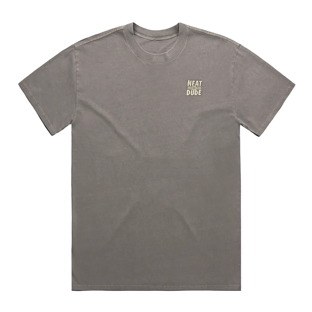 Embroidered Globe Tee - Faded Grey
