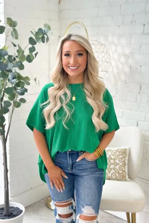 Emerald Round Neck Dolman Sweater