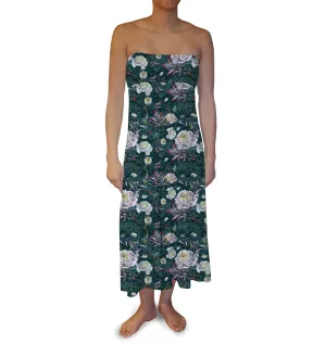 Emerald White Roses Maxi Skirt