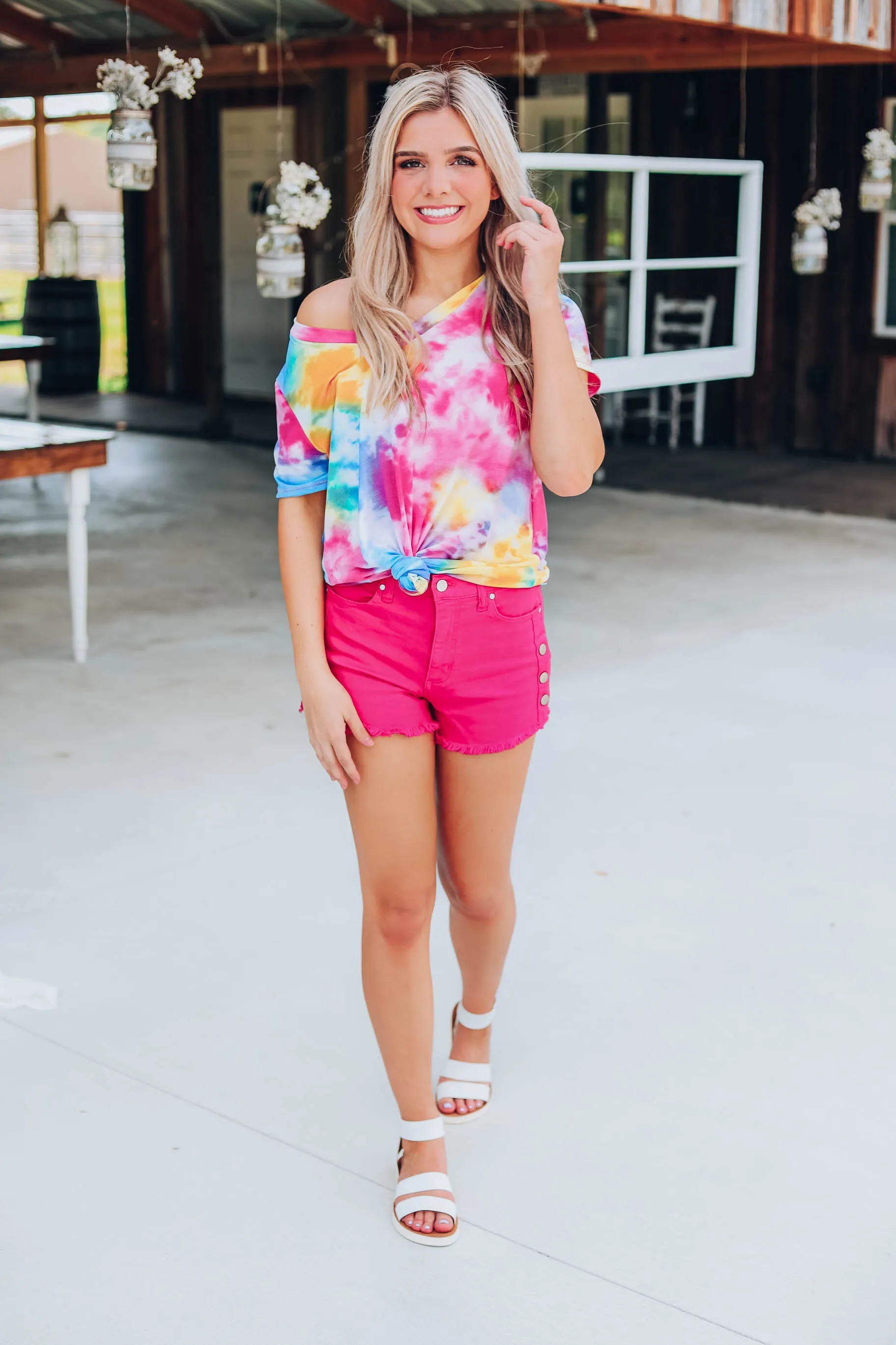 Fantasy Fun Tie Dye Top - Fuchsia/Yellow