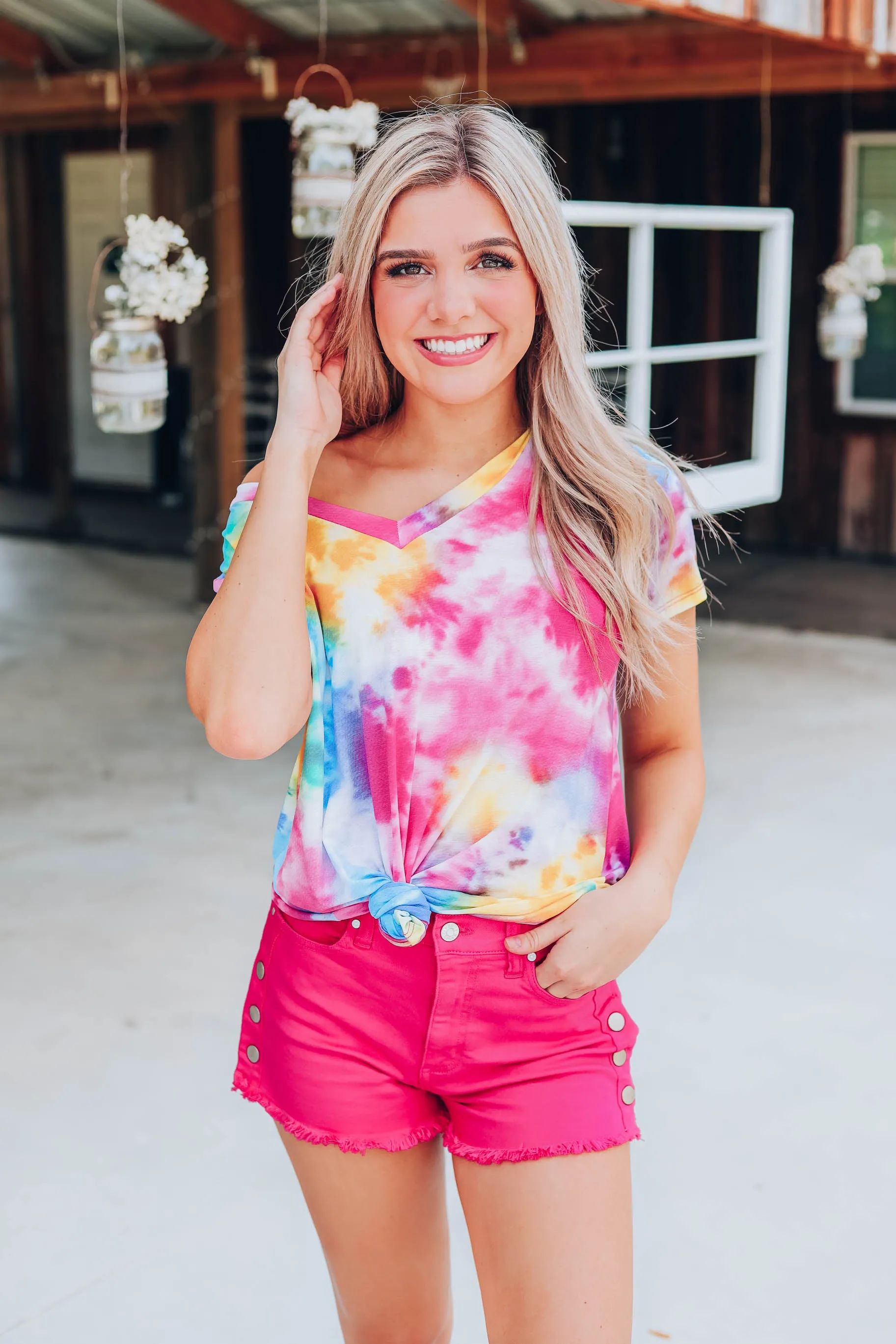 Fantasy Fun Tie Dye Top - Fuchsia/Yellow