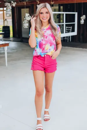 Fantasy Fun Tie Dye Top - Fuchsia/Yellow
