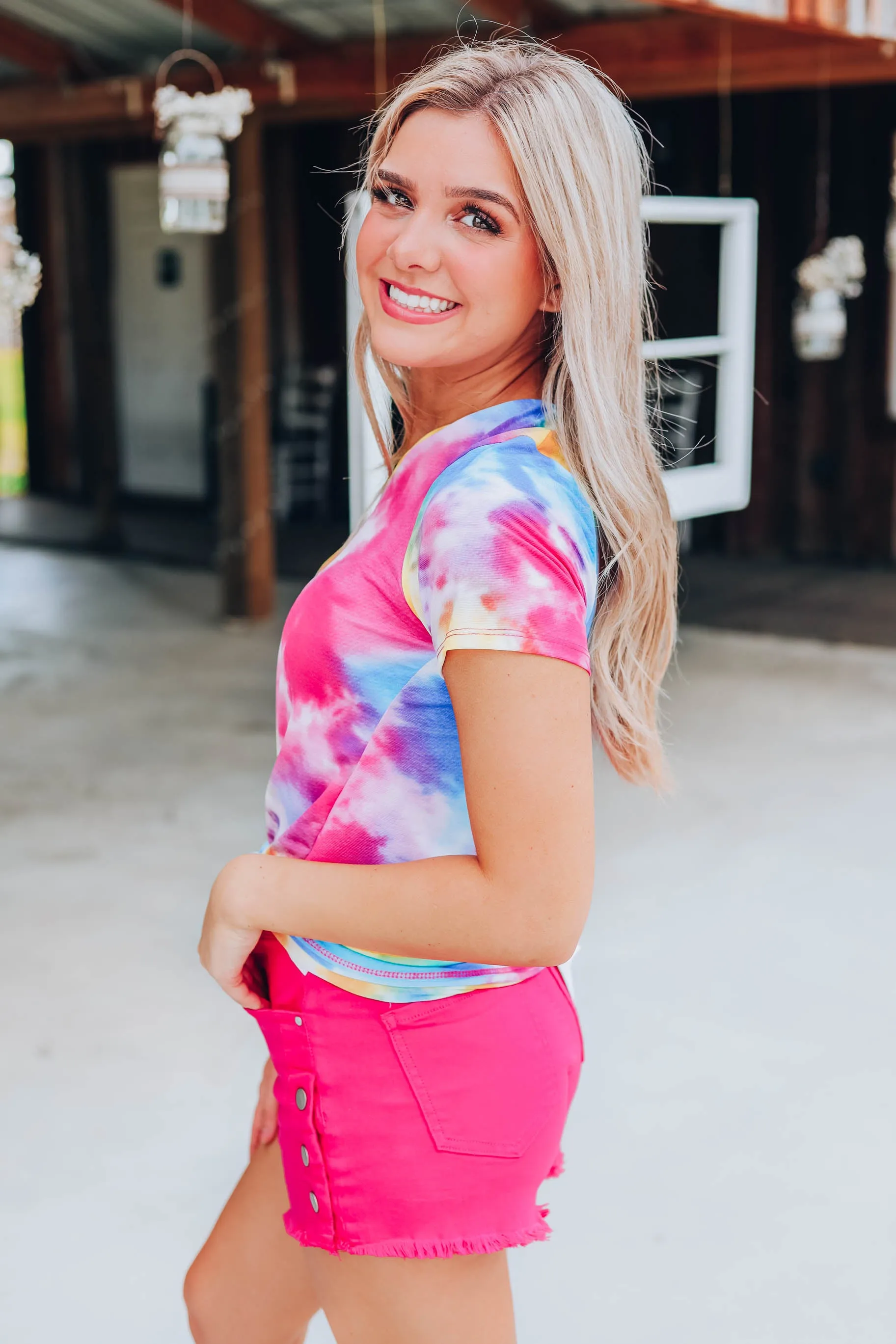Fantasy Fun Tie Dye Top - Fuchsia/Yellow