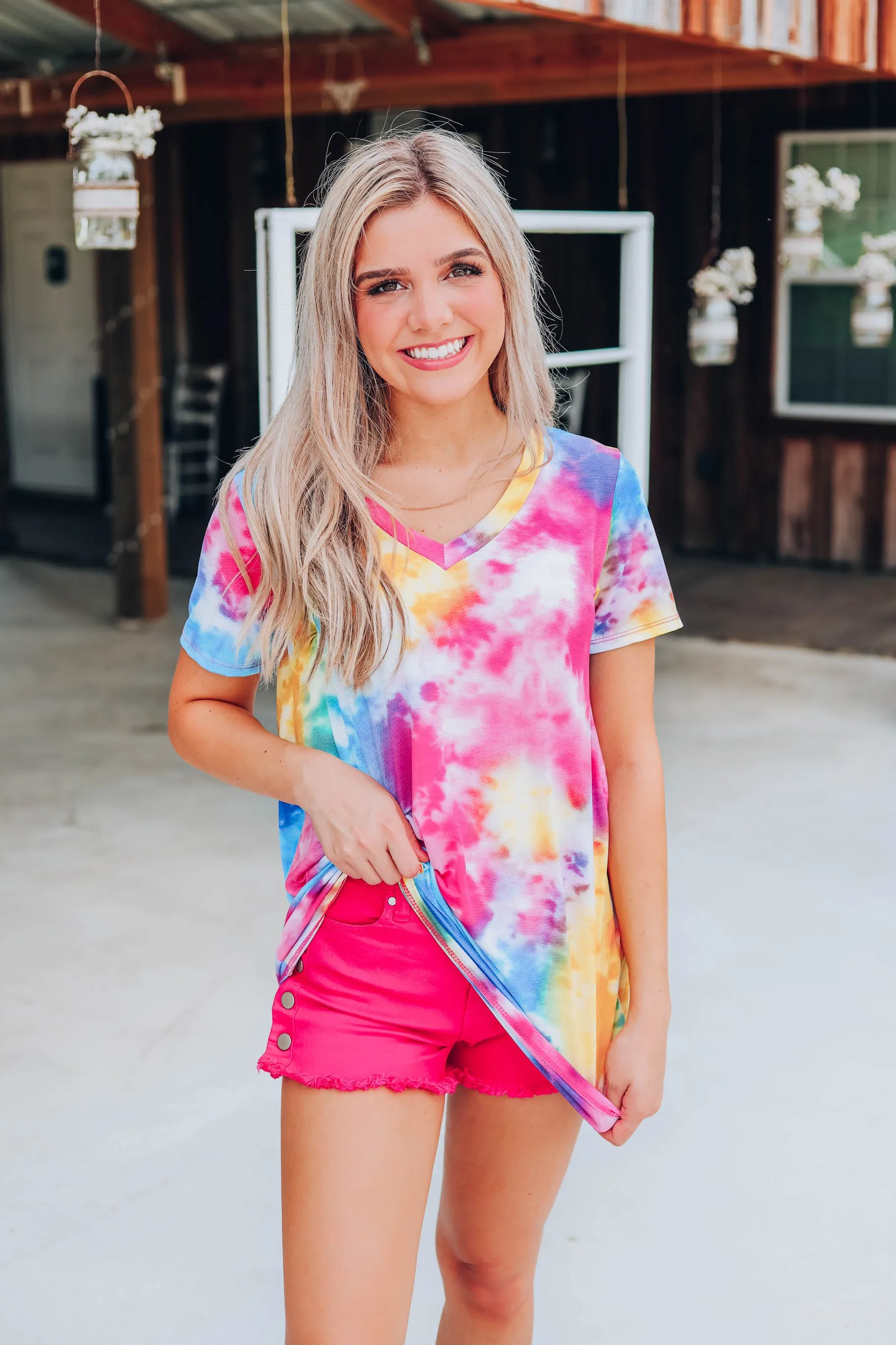 Fantasy Fun Tie Dye Top - Fuchsia/Yellow