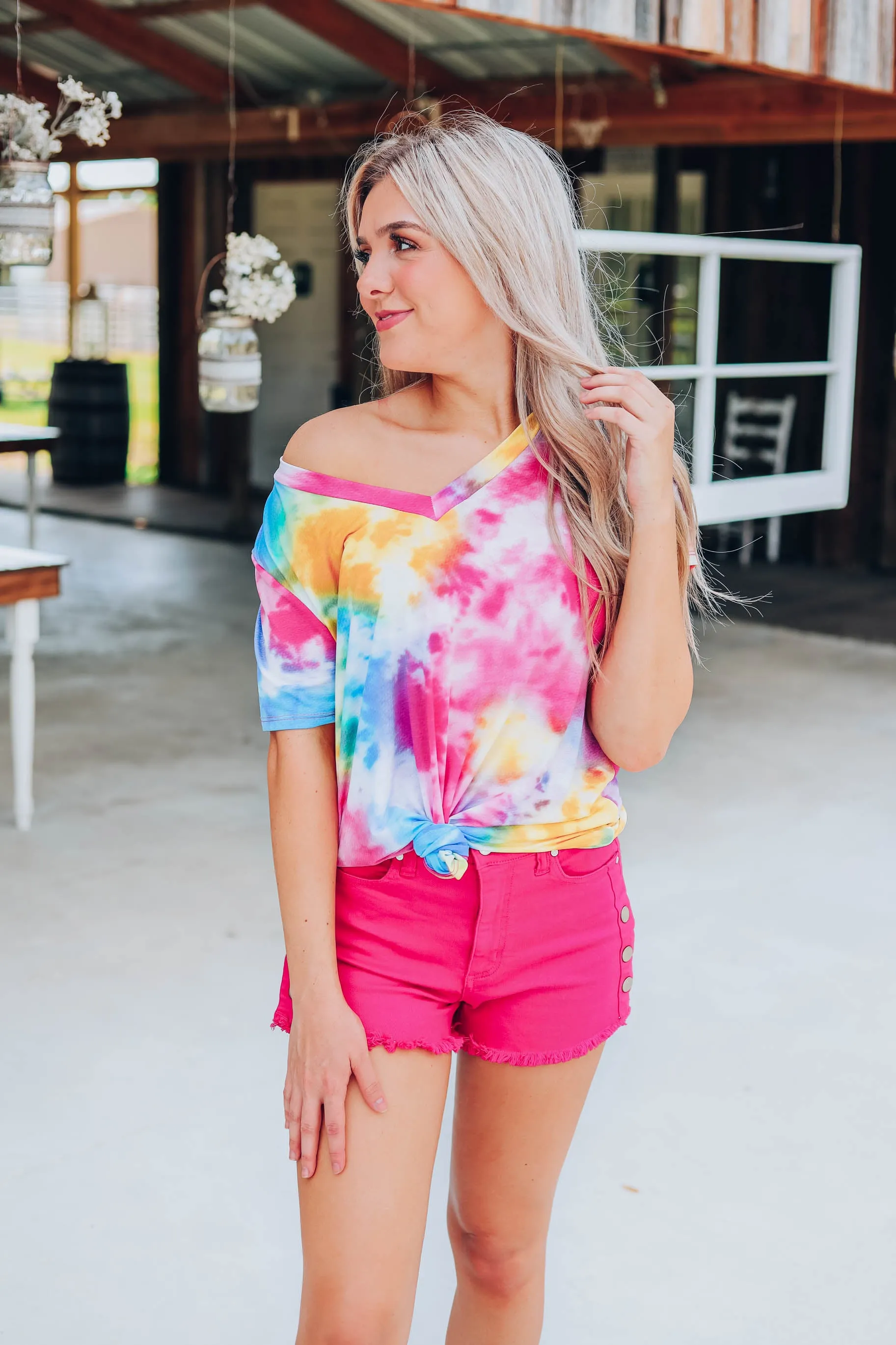 Fantasy Fun Tie Dye Top - Fuchsia/Yellow