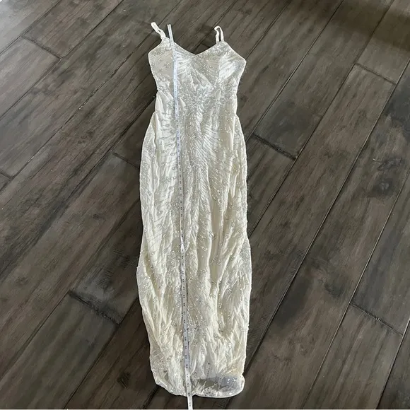 Fashion Nova Adriana Silver Sequin Maxi Dress Silver - Size Small
