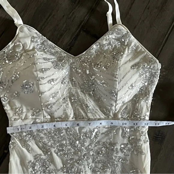 Fashion Nova Adriana Silver Sequin Maxi Dress Silver - Size Small
