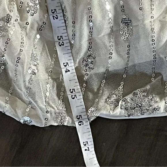 Fashion Nova Adriana Silver Sequin Maxi Dress Silver - Size Small
