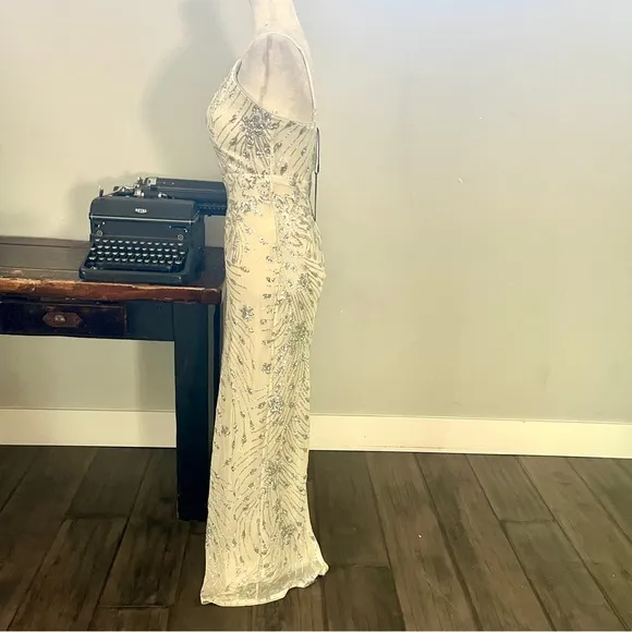 Fashion Nova Adriana Silver Sequin Maxi Dress Silver - Size Small