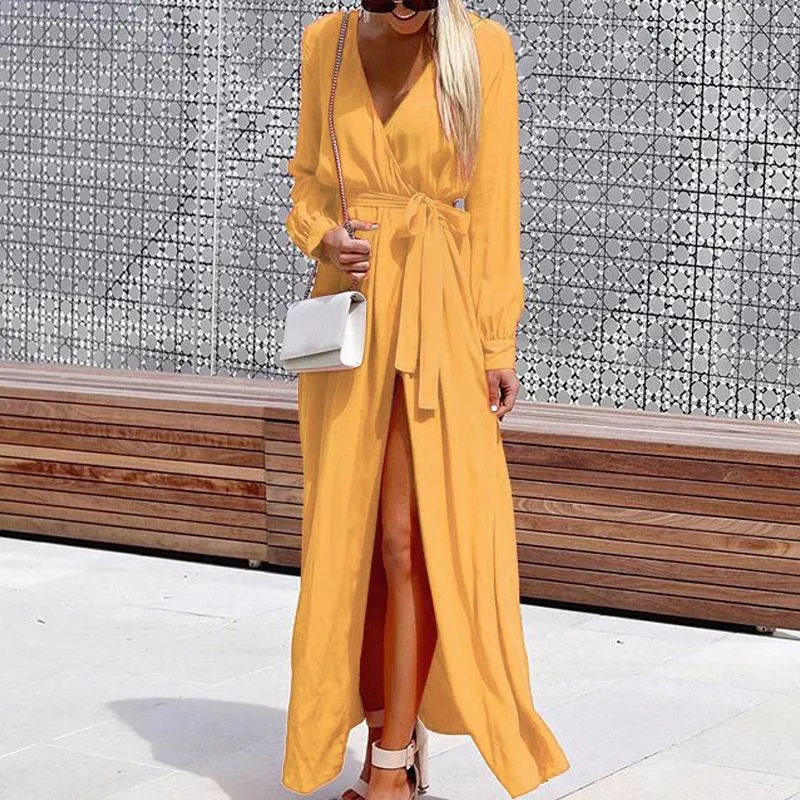 Fashion V Neck Bohemian Long Maxi Dresses