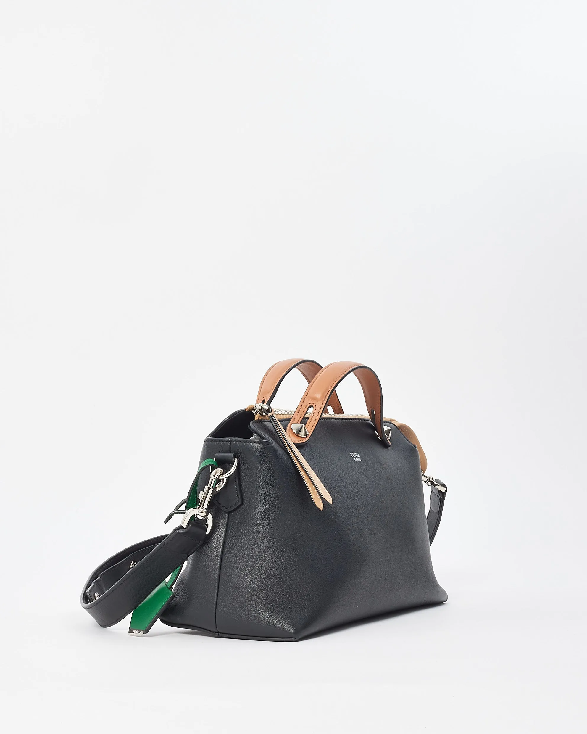 Fendi Black Green & Brown Leather "By The Way" Bowling Bag