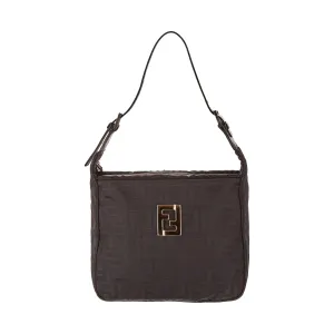 Fendi Black Nylon Logo Shoulder Bag